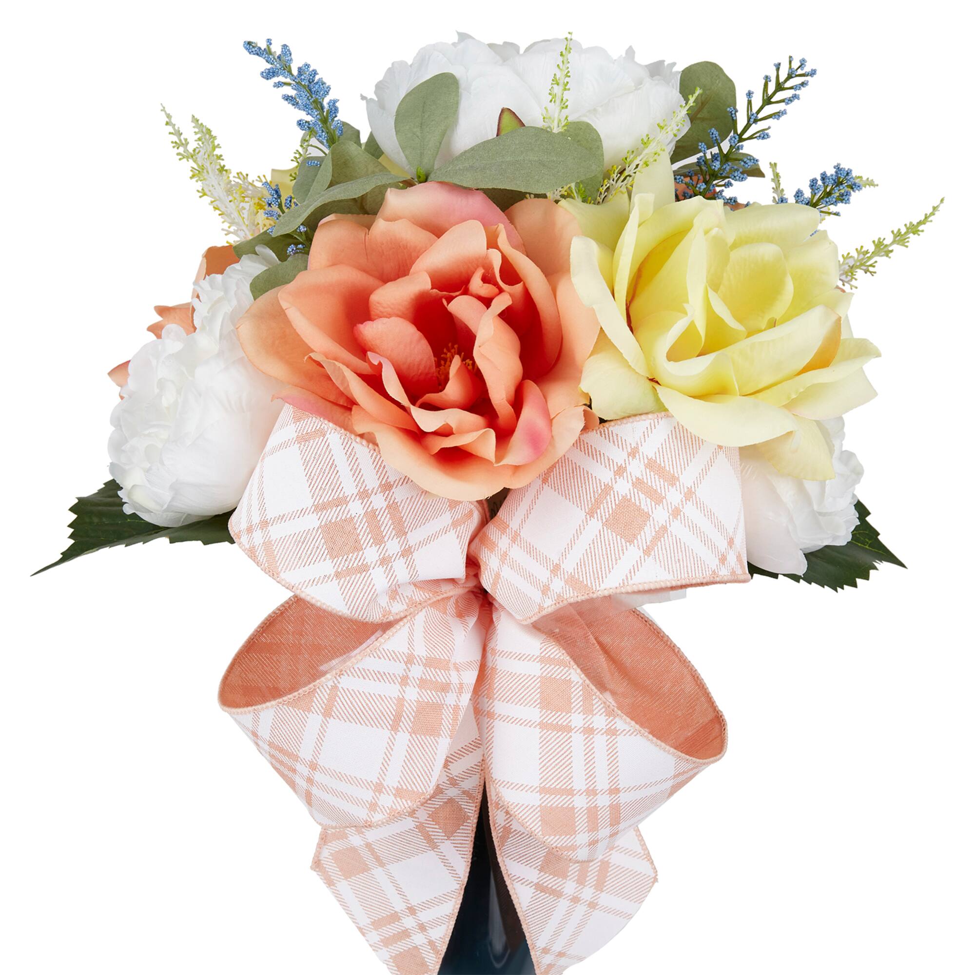 Coral & Yellow Peony & Rose Remembrance Cone by Ashland
